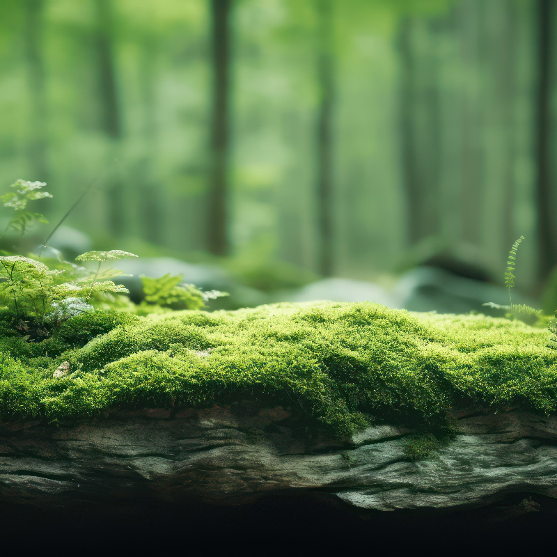 Moss on a log in a forest; Work with us at Habersham Therapy in Atlanta